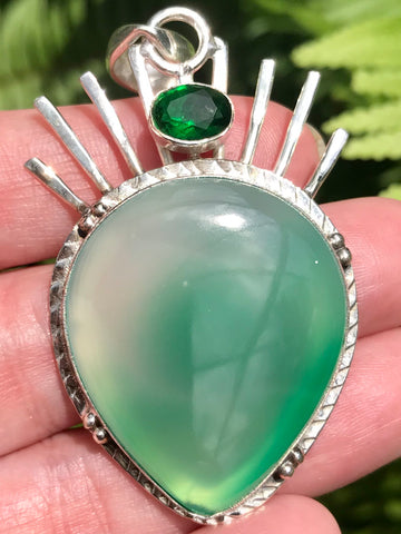 Green Onyx and Tsavorite Pendant - Morganna’s Treasures 