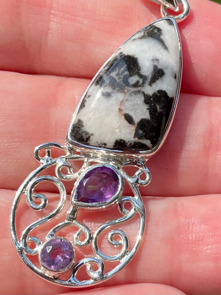 Pinolith Jasper and Purple Amethyst Pendant - Morganna’s Treasures 