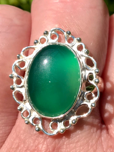 Green Onyx Cocktail Ring Size 8.25 - Morganna’s Treasures 