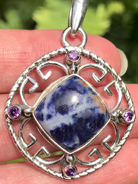 Sodalite and Purple Amethyst Pendant - Morganna’s Treasures 