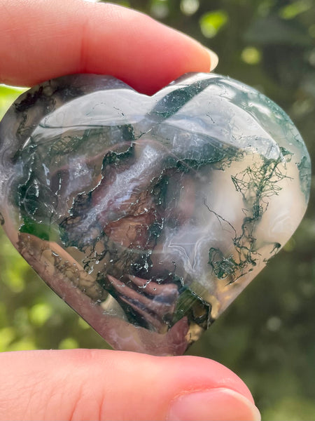 Moss Agate Heart Palm Stones - Morganna’s Treasures 