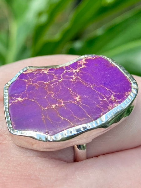 Purple Sea Sediment Jasper Slice Ring Size 7.5 - Morganna’s Treasures 