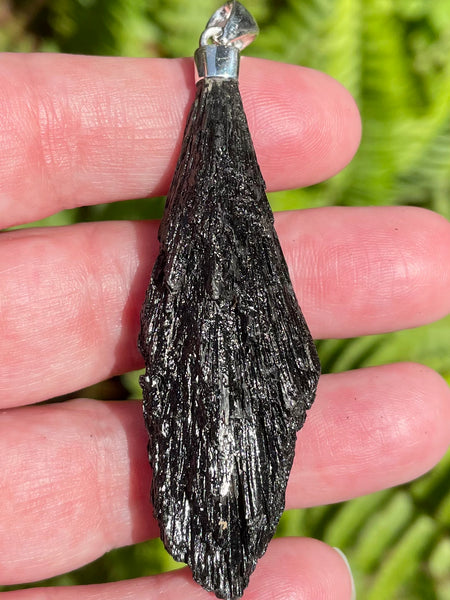 Large Rough Black Kyanite Pendant - Morganna’s Treasures 