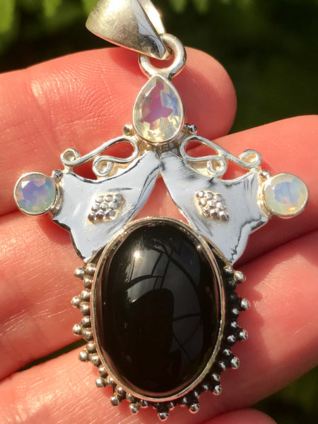 Black Onyx and Opalite Pendant - Morganna’s Treasures 