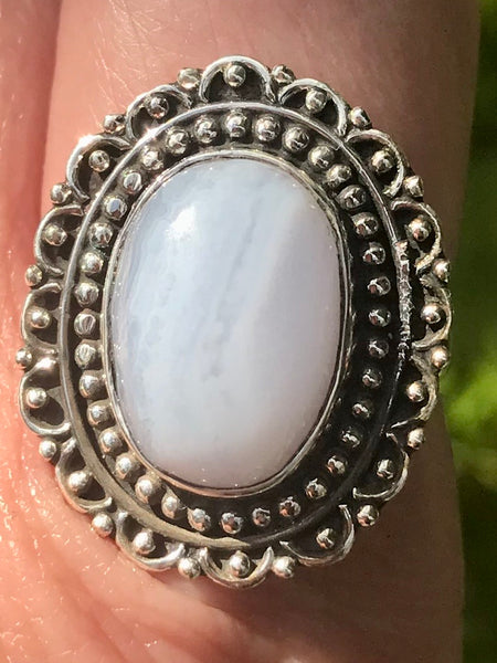 Blue Lace Agate Cocktail Ring Size 7.75 - Morganna’s Treasures 