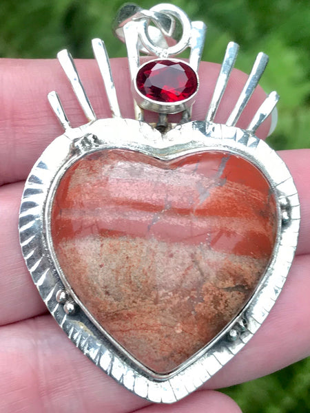 Red Jasper and Garnet Heart Pendant - Morganna’s Treasures 