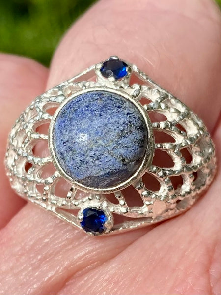 Rough Lapis Lazuli and Blue Sapphire Ring Size 7 - Morganna’s Treasures 