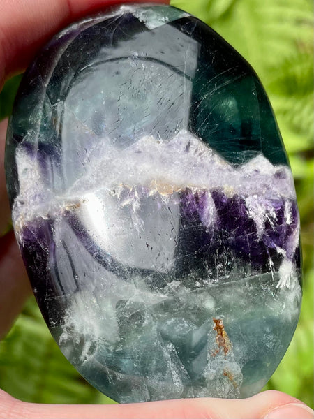 Large Rainbow Fluorite Palm Stone - Morganna’s Treasures 