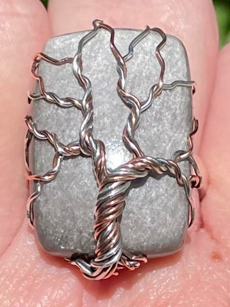 Silver Sheen Obsidian Tree of Life Ring Size 8.5 - Morganna’s Treasures 