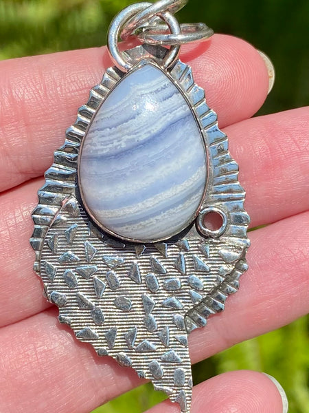 Blue Lace Agate Pendant - Morganna’s Treasures 