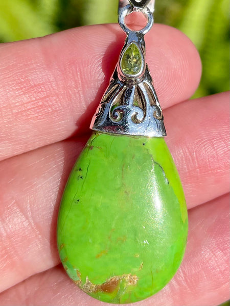 Green Mohave Turquoise and Peridot Pendant - Morganna’s Treasures 
