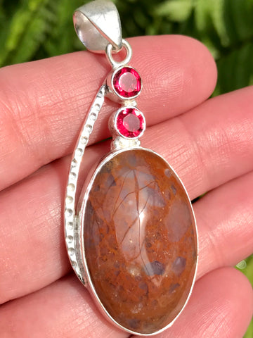 Red Jasper and Pink Tourmaline Pendant - Morganna’s Treasures 