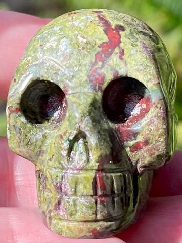 Carved Dragon Bloodstone Skull - Morganna’s Treasures 