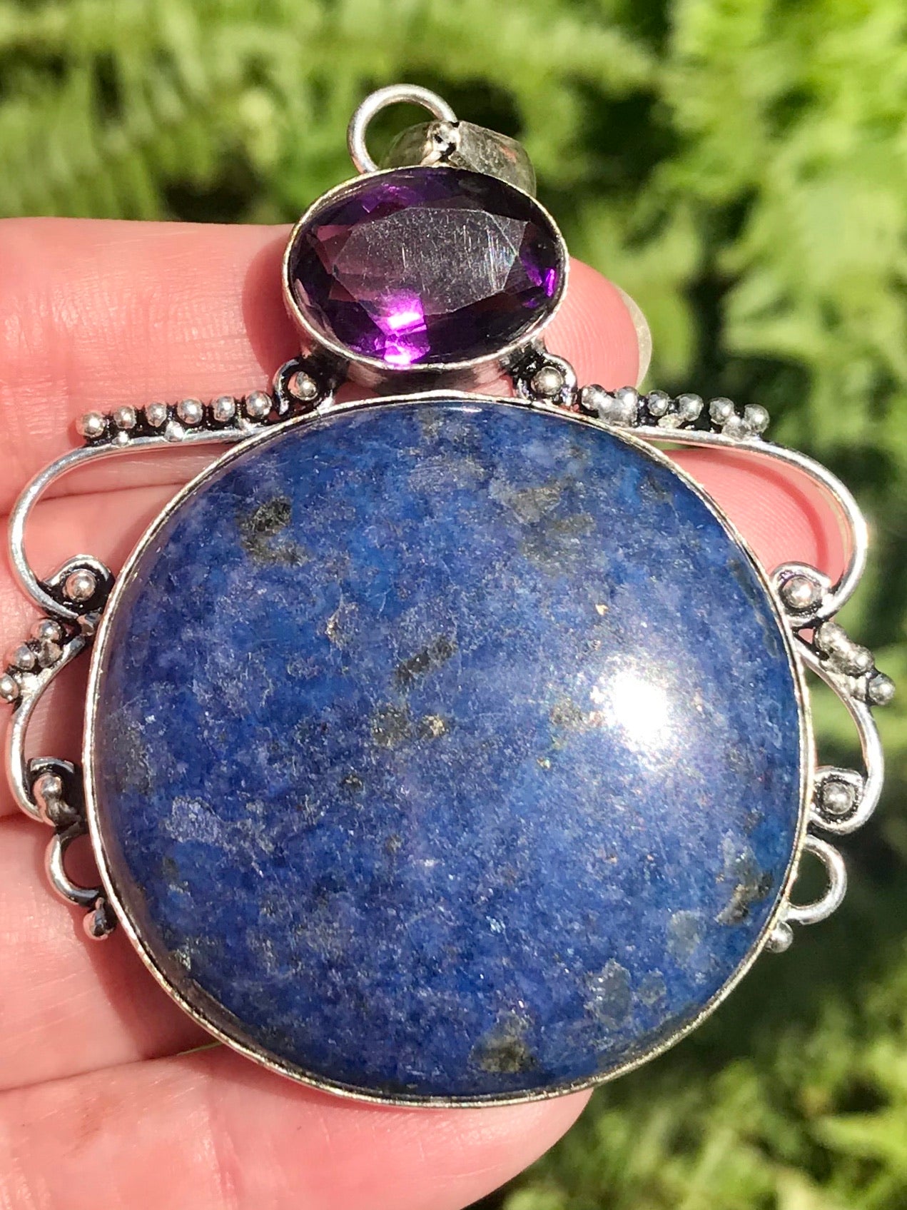 Lapis Lazuli and Purple Amethyst Pendant - Morganna’s Treasures 