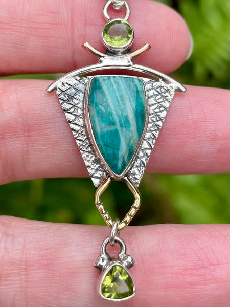 Amazonite and Peridot Pendant - Morganna’s Treasures 