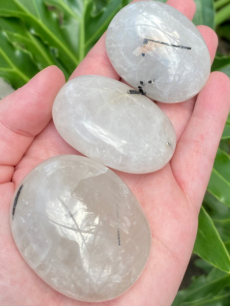 Tourmalinated Quartz Palm Stones - Morganna’s Treasures 