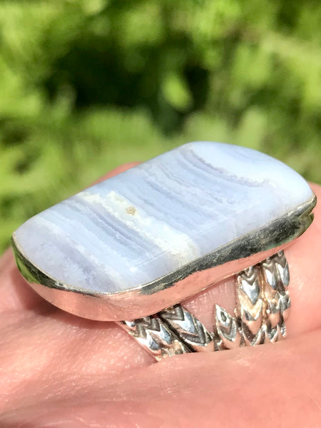 Blue Lace Agate Cocktail Ring Size 7 - Morganna’s Treasures 