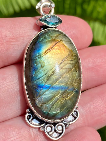 Labradorite and Blue Topaz Pendant - Morganna’s Treasures 