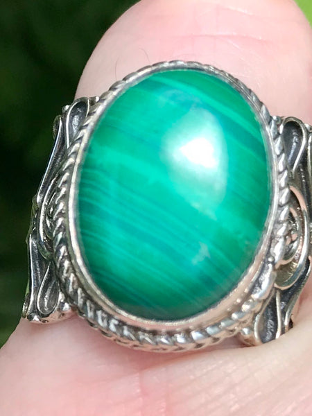 Malachite Cocktail Ring Size 7.5 - Morganna’s Treasures 