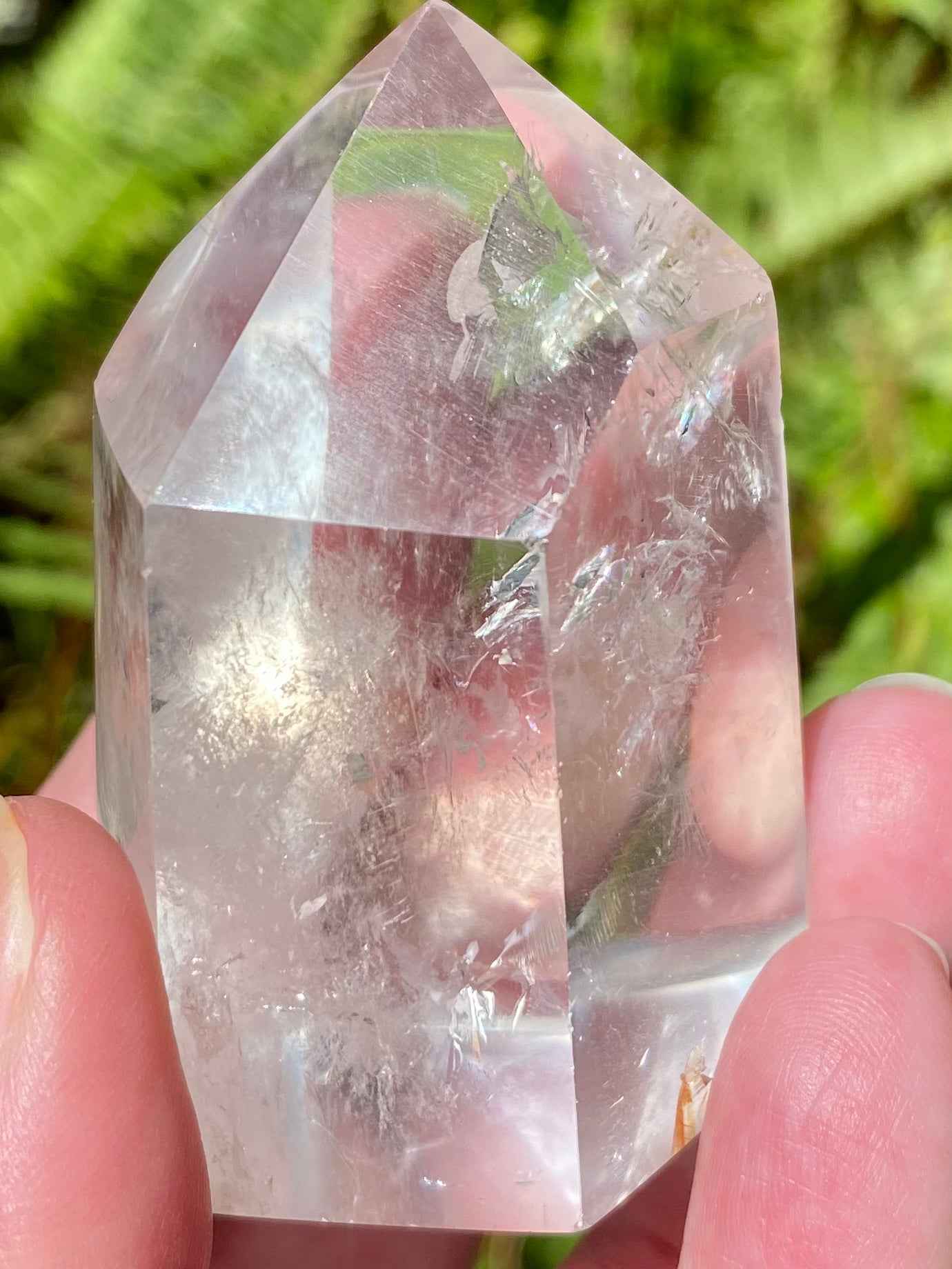 Clear Quartz Crystal Point with Rainbows - Morganna’s Treasures 