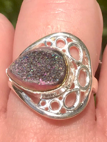 Titanium Quartz Druzy Cocktail Ring Size 7.5 - Morganna’s Treasures 