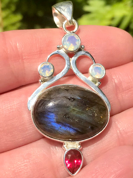 Labradorite, Garnet and Opalite Pendant - Morganna’s Treasures 