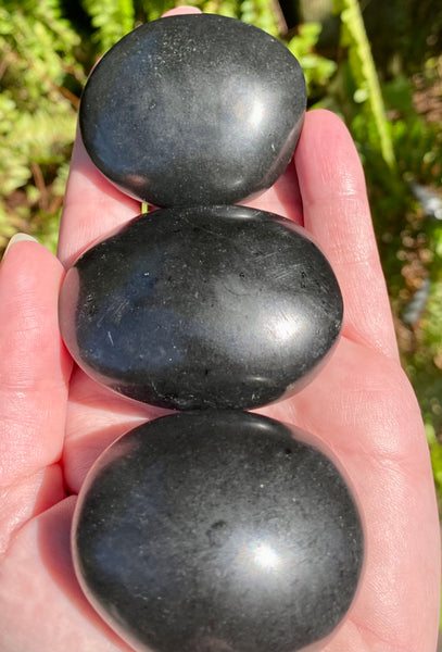 Medium Black Tourmaline Palm Stones - Morganna’s Treasures 