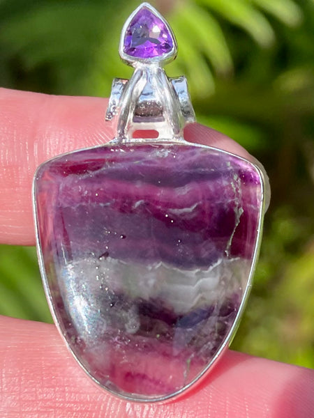 Blue John Fluorite and Purple Amethyst Pendant - Morganna’s Treasures 