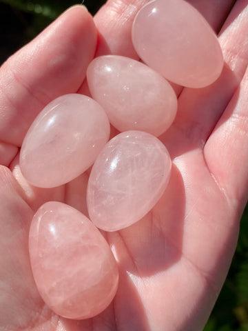 Rose Quartz Egg Palm Stone - Morganna’s Treasures 