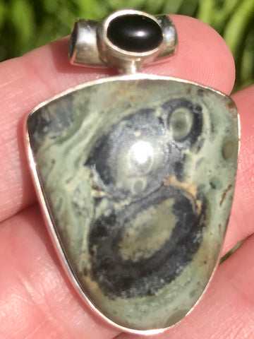 Kambaba Jasper and Black Onyx Pendant - Morganna’s Treasures 