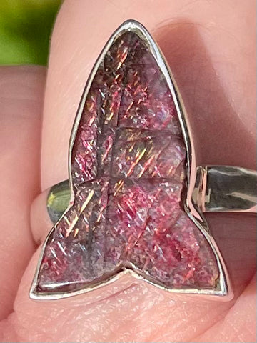 Red Flash Labradorite Arrowhead Ring Size 8 - Morganna’s Treasures 