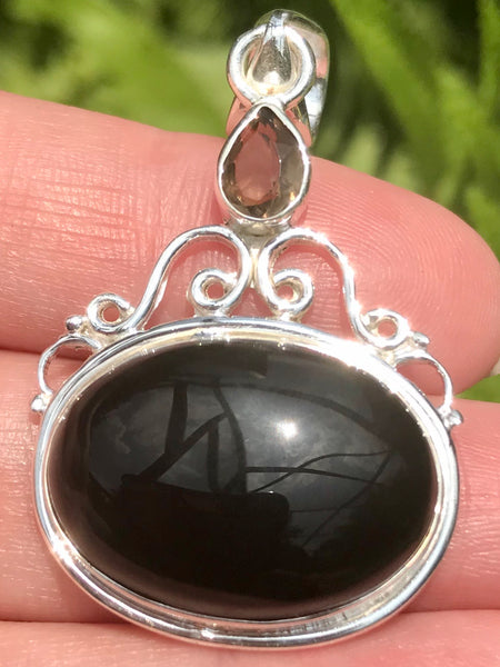 Black Onyx and Smoky Quartz Pendant - Morganna’s Treasures 