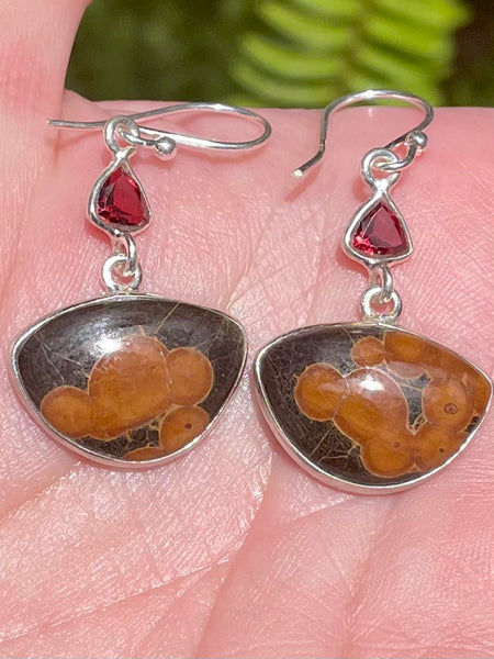 Peanut Obsidian and Garnet Earrings - Morganna’s Treasures 