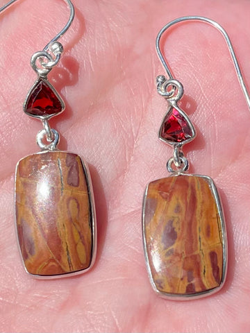 Noreena Jasper and Garnet Earrings - Morganna’s Treasures 