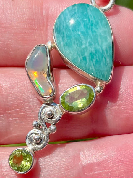 Amazonite, Ethiopian Opal and Peridot Pendant - Morganna’s Treasures 