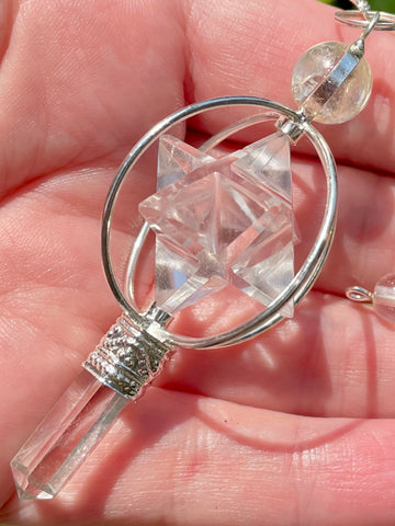 Clear Quartz Spinning Merkaba Pendulum - Morganna’s Treasures 