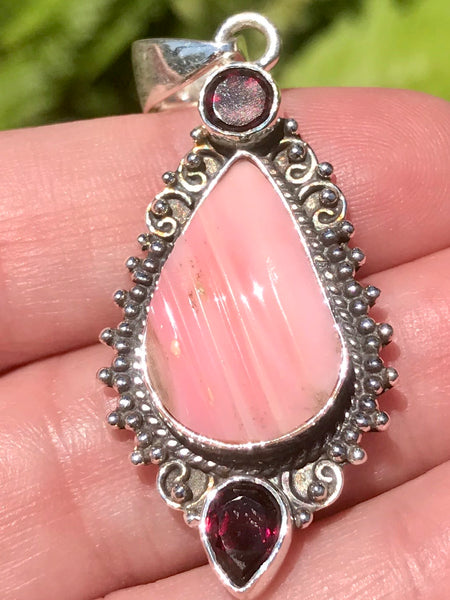 Pink Opal and Garnet Pendant - Morganna’s Treasures 