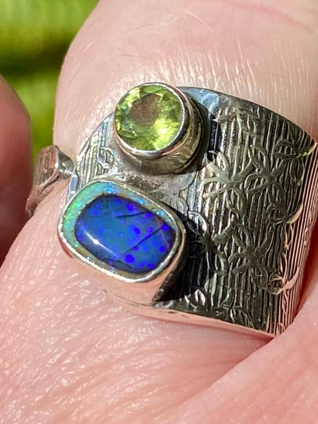 Sterling Opal and Peridot Ring Size 7.5 - Morganna’s Treasures 
