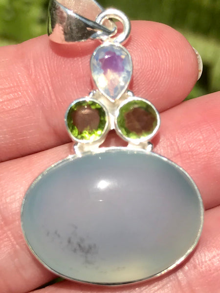 Blue Chalcedony, Peridot and Opalite Pendant - Morganna’s Treasures 