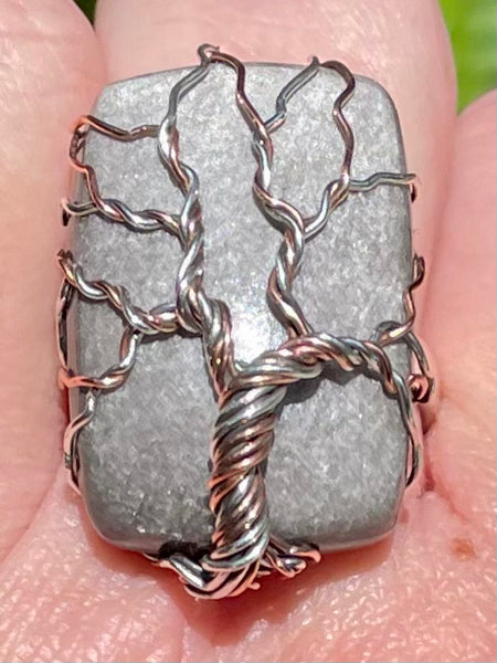 Silver Sheen Obsidian Tree of Life Ring Size 8.5 - Morganna’s Treasures 