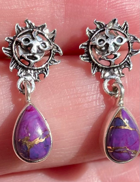 Sun Purple Copper Turquoise Earrings - Morganna’s Treasures 