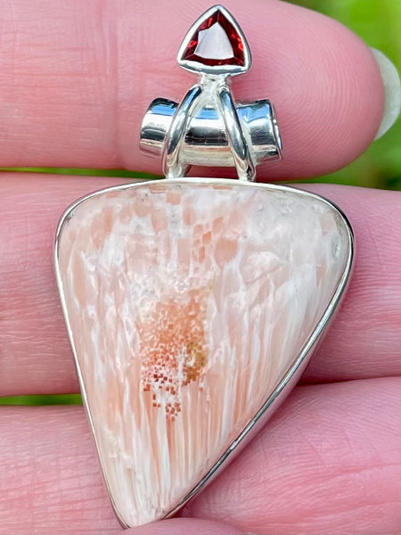 Orange Scolecite and Garnet Pendant - Morganna’s Treasures 