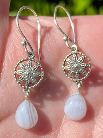 Blue Lace Agate Flower Earrings - Morganna’s Treasures 