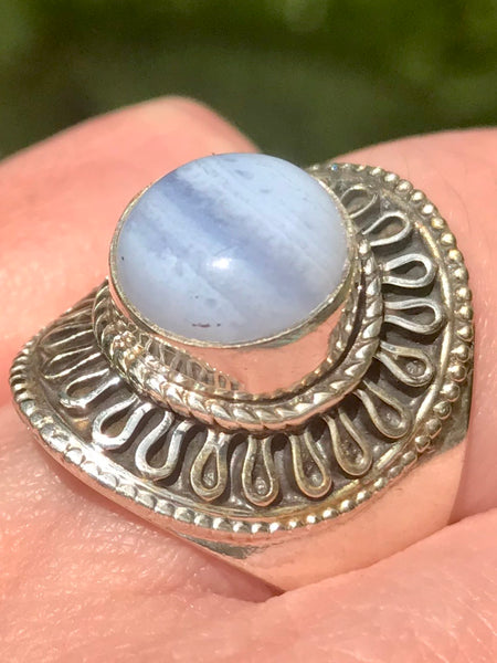 Blue Lace Agate Cocktail Ring Size 7 - Morganna’s Treasures 