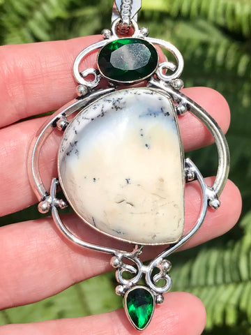 Merlinite and Tsavorite Pendant - Morganna’s Treasures 