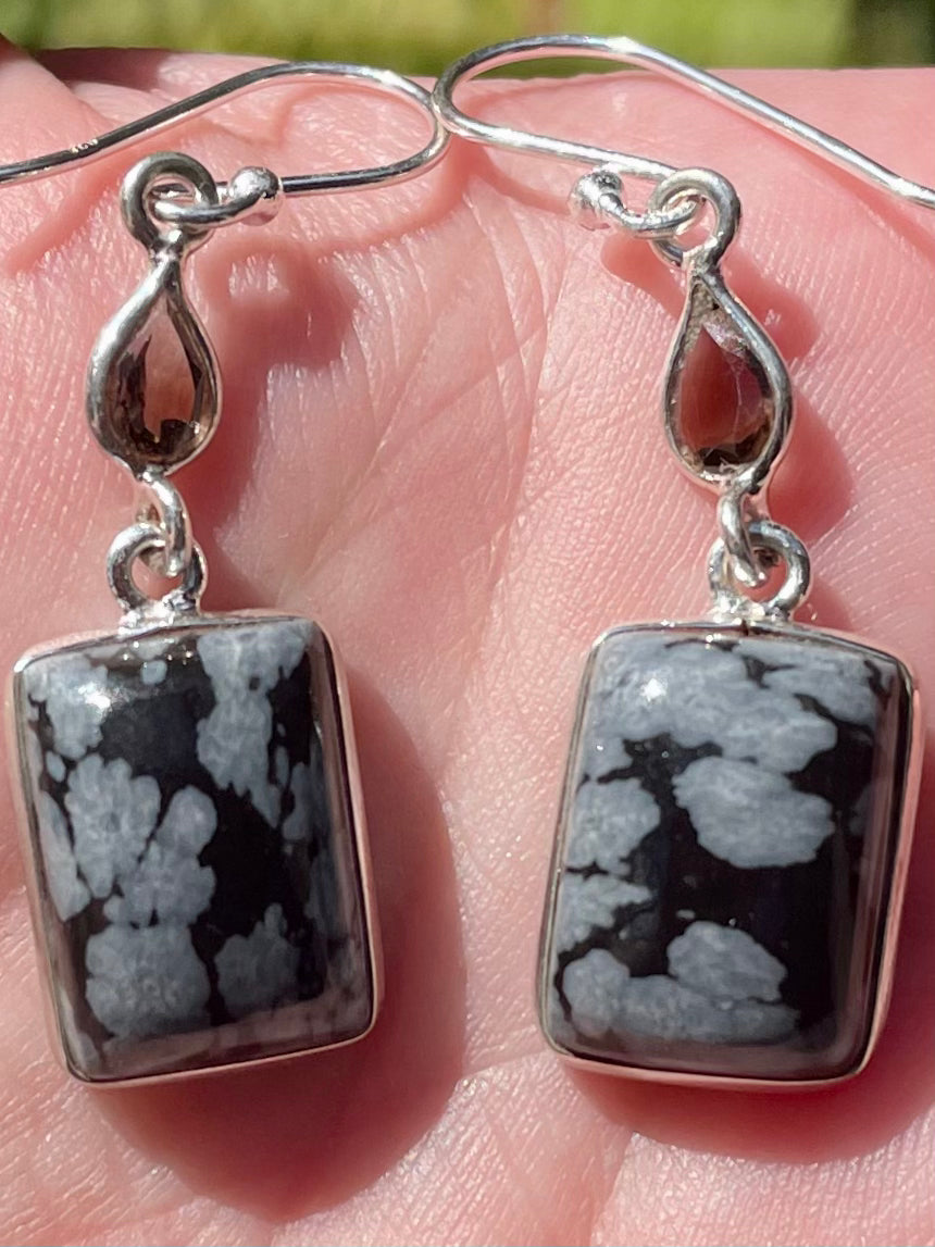 Snowflake Obsidian and Smoky Quartz Earrings - Morganna’s Treasures 