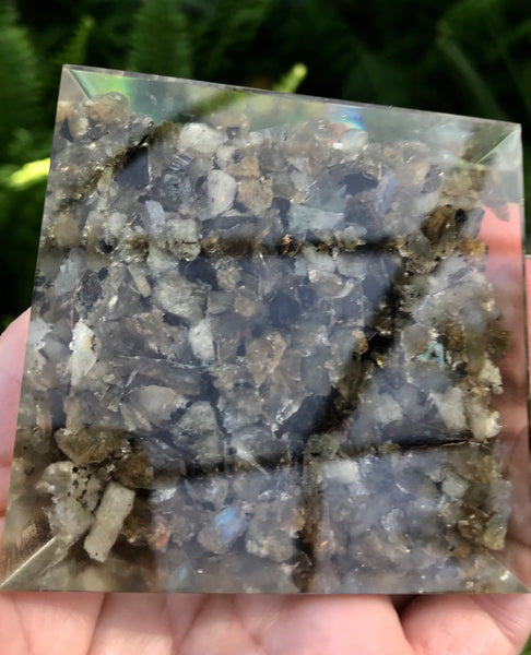 Large Labradorite Orgonite Crystal Pyramid - Morganna’s Treasures 