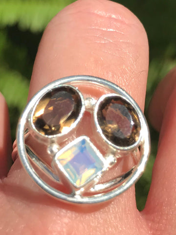 Smoky Quartz and Opalite Ring Size 9 - Morganna’s Treasures 