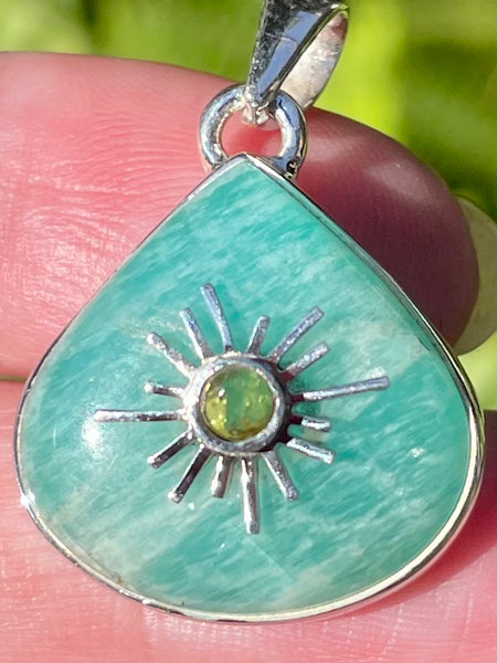 Amazonite and Ethiopian Opal Sun Pendant - Morganna’s Treasures 