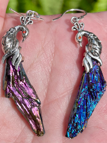 Rainbow Aura Kyanite Peacock Earrings - Morganna’s Treasures 